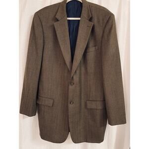 Paul Fredrick 100% Wool Blazer Jacket Men’s XL 46 Brown Herringbone Sport Coat